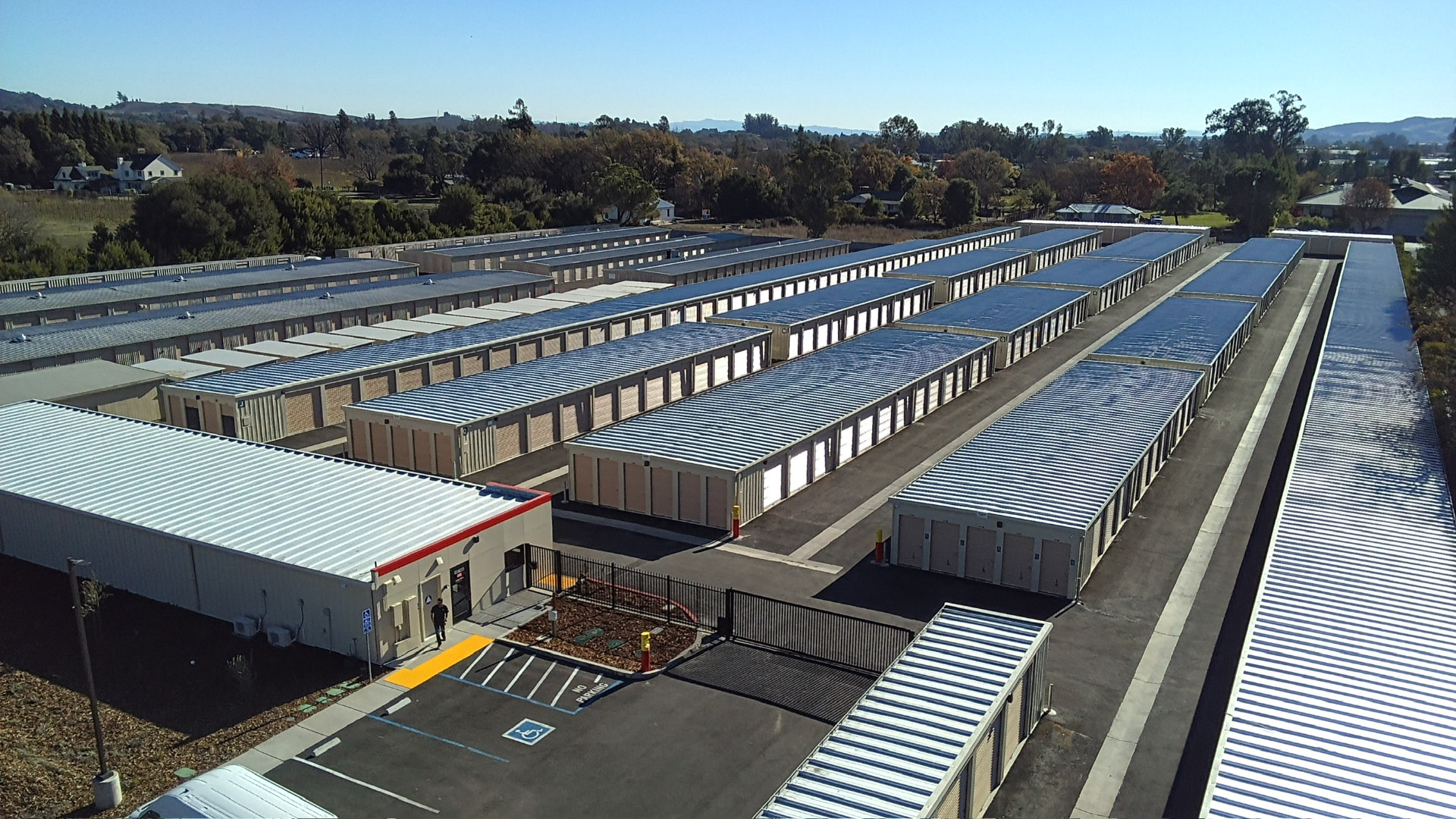 Aerial view of a self-storage facility